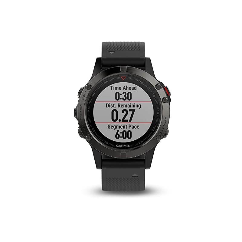fenix 5, Premium and Rugged Multisport GPS Smartwatch, Slate Gray with Black Band, Renewed