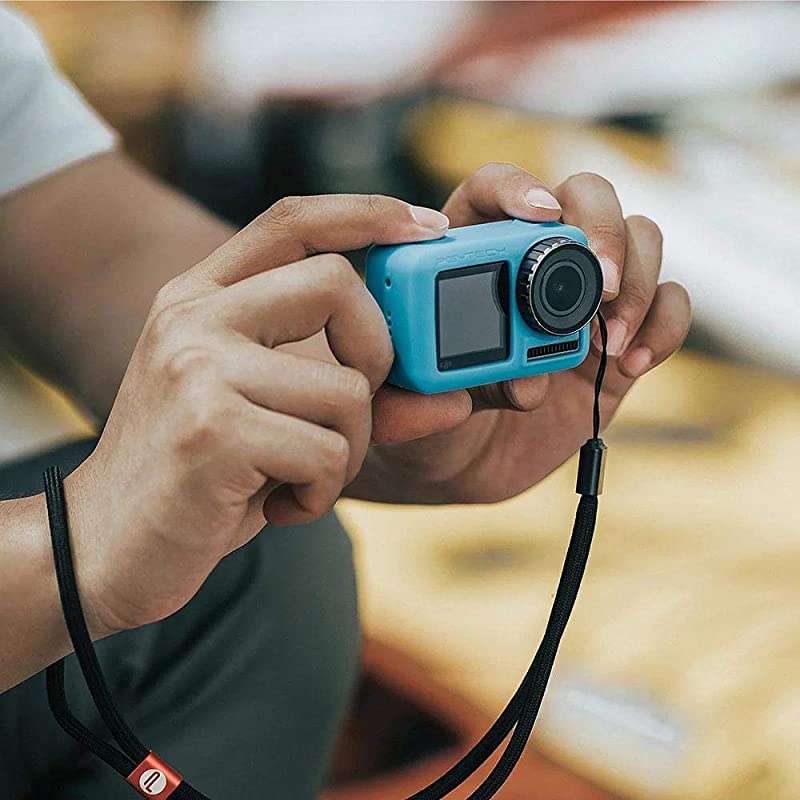 Huaye OSMO Compact Action 4K Waterproof Camera Sport TypeC Cable Protector Lens Hood Cage Compatible with DJI OSMO Action Camera Accessories  OSMO Action Silicone Rubber Blue Case
