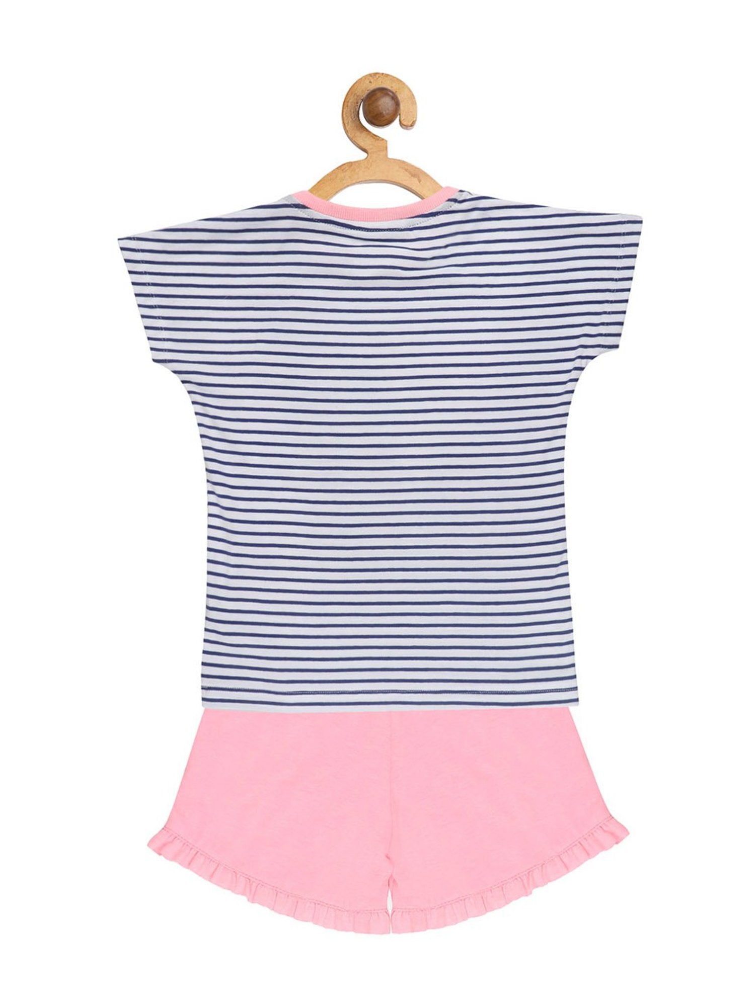 Lazy Shark Kids White Printed  Top with  Shorts