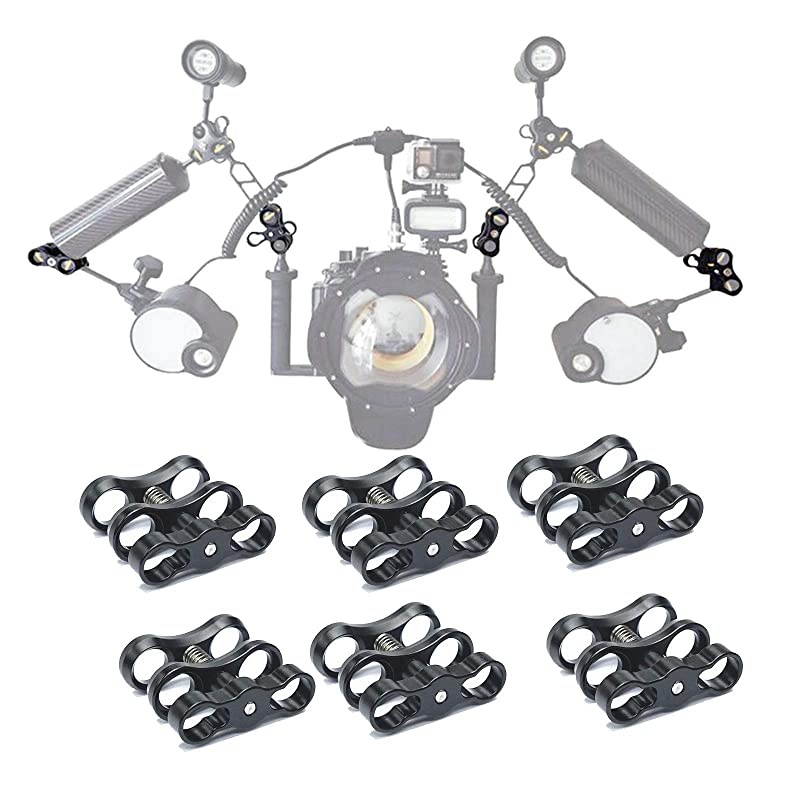 6 PCS x 1 Inch Aluminum Standard Long Ball Clamp Mount for Underwater Diving Light Arm SystemWork with Ram Mounts