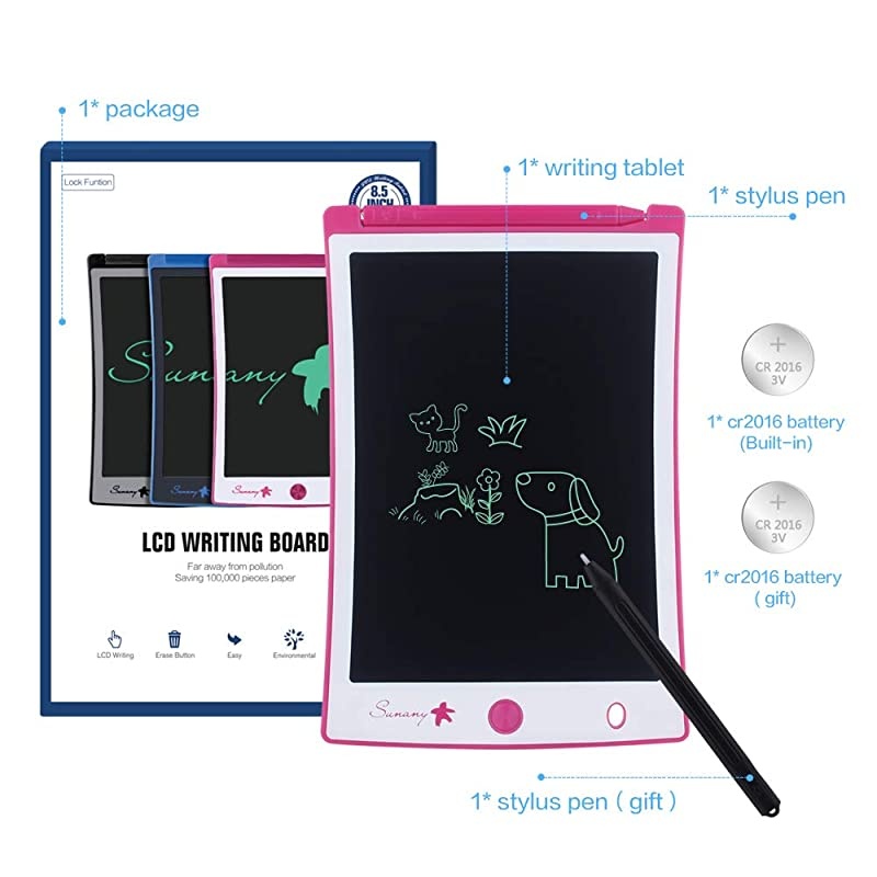 LCD Writing TabletElectronic Writing Drawing Board Doodle Board 85 Handwriting Paper Drawing Tablet Gift for Kids and Adults at HomeSchool and Office Pink