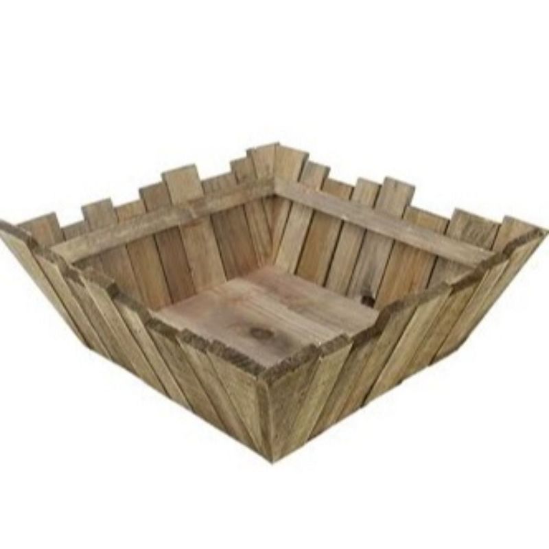 Napa Home & Garden Set of 2 Square Rustic Wooden Baskets with Rectangular Pickets 16" - Brown