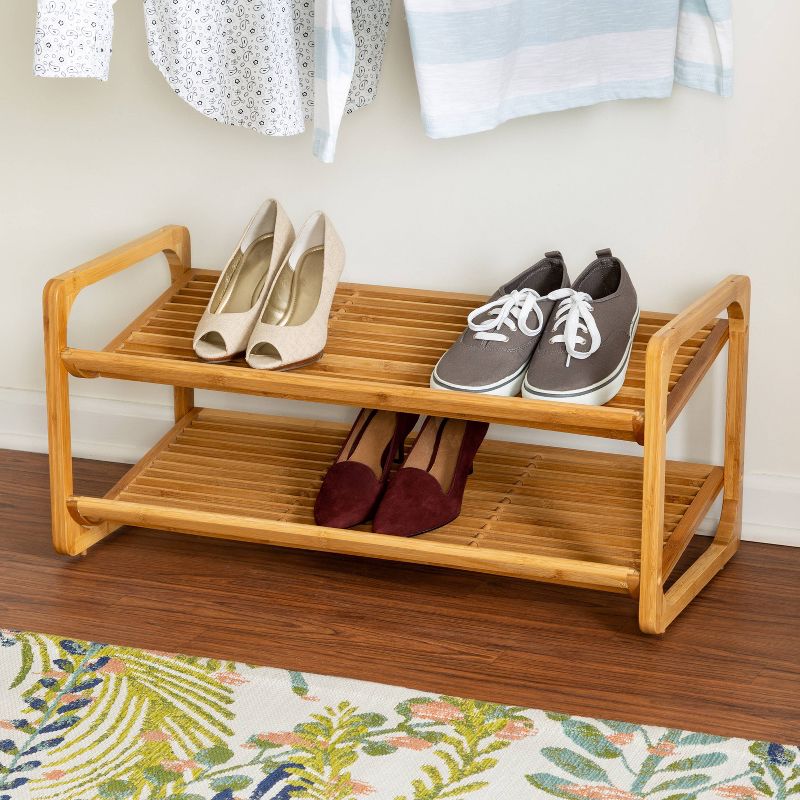 Honey-Can-Do 2 Tier Stackable Bamboo Shoe Shelf