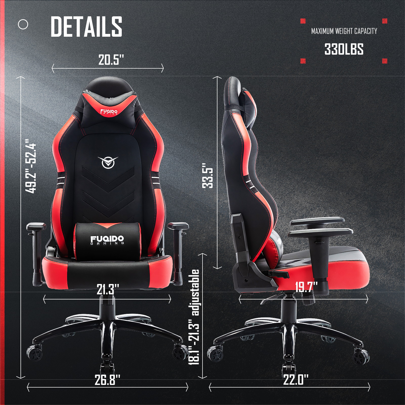 COLAMY Gaming Chair, Big & Tall Computer Chair Fluorescent Racing Style Desk Office Chair Wide Seat Height Adjustment Swivel Task Chair with Headrest and Lumbar Support(Black/Grey/Red/Blue/White/Pink)