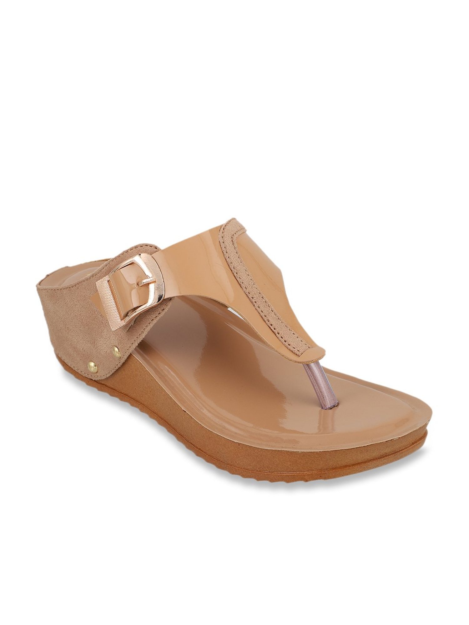 Iconics Women's Beige Thong Wedges