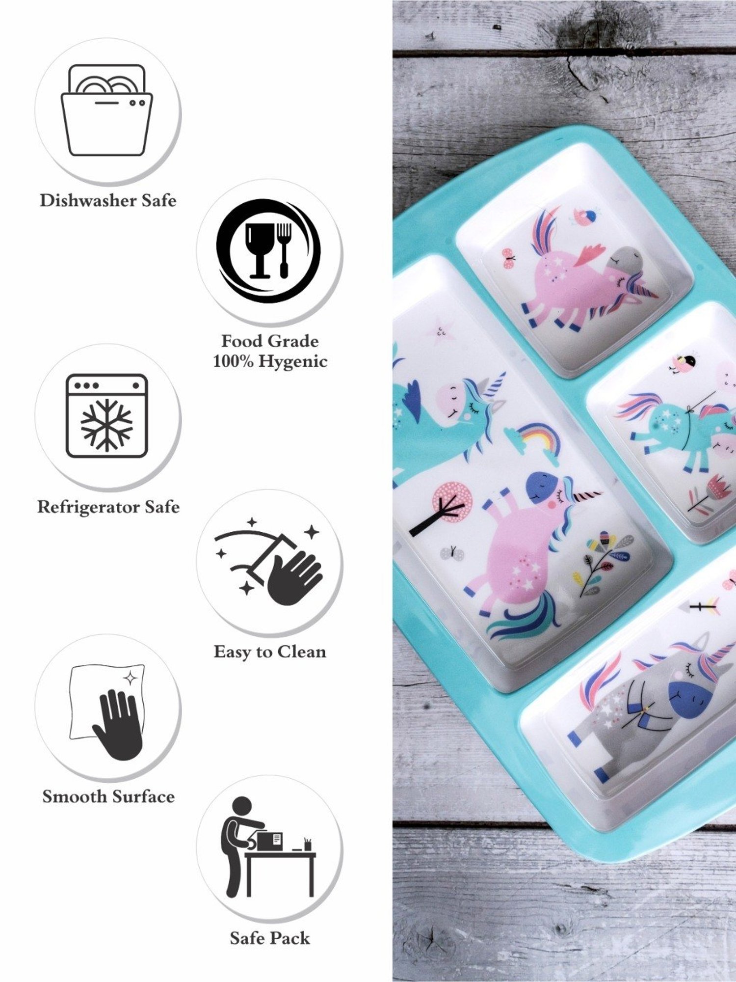 Stehlen Multicolor Melamine Kids Partition Plate - Set of 5