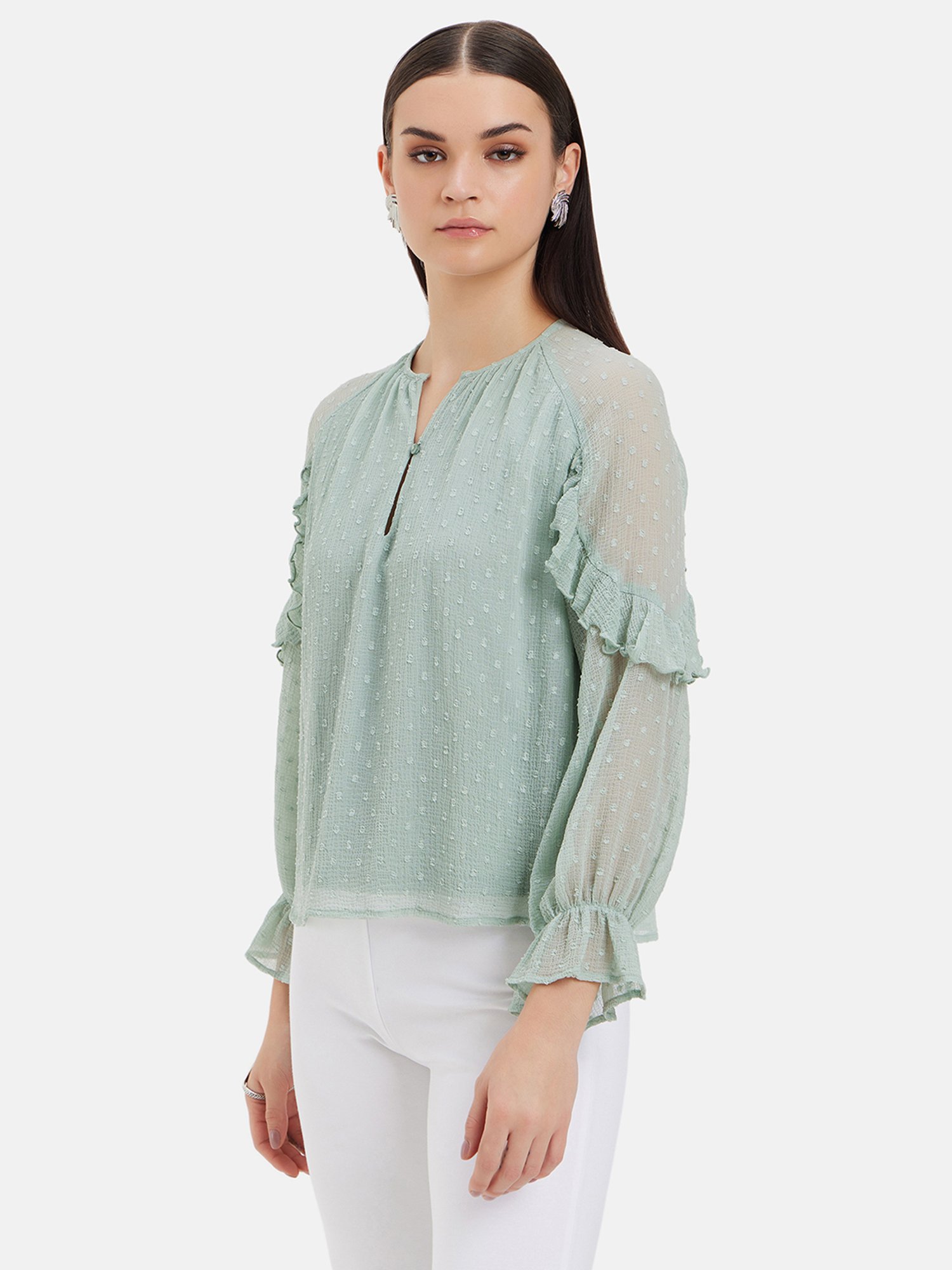 Kazo Green Self Design Top