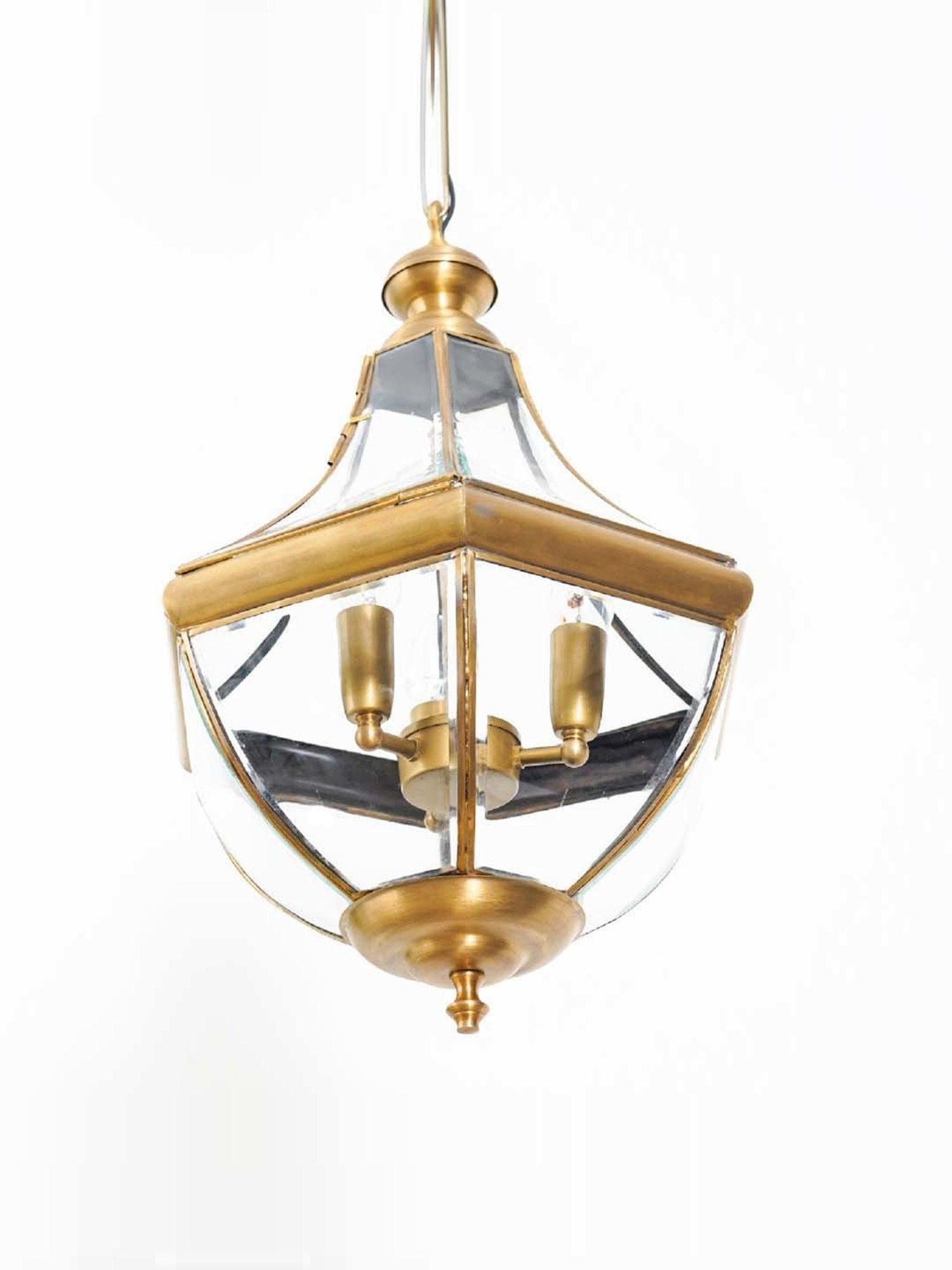 Kapoor Lamp Shades Antique Brass & Clear Costa Pendant Light