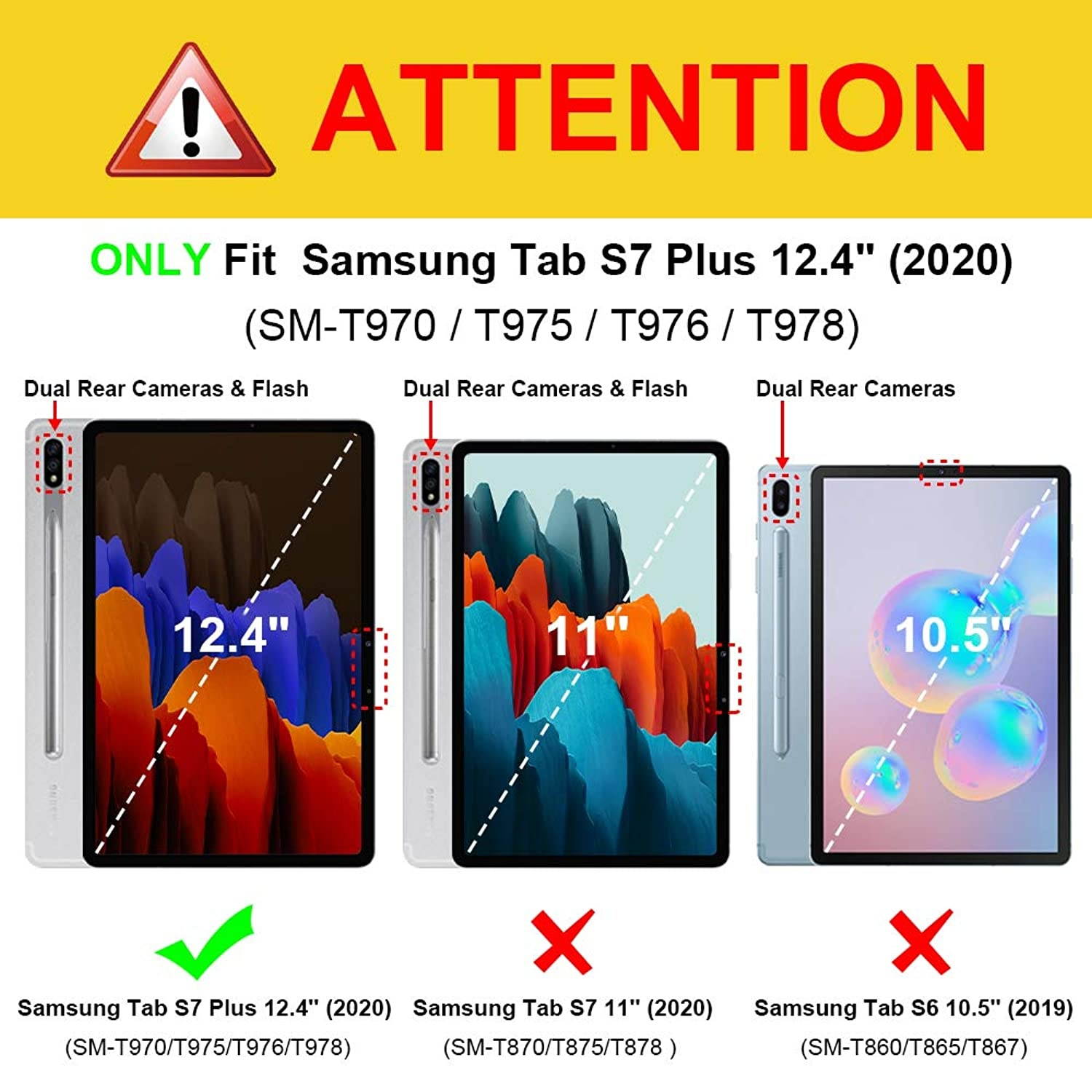 Fintie Slim Case for Samsung Galaxy Tab S7 Plus 12.4'' 2020 (Model SM-T970/T975/T976/T978) with S Pen Holder, Ultra Lightweight Tri-Fold Stand Cover with Auto Wake/Sleep, Black