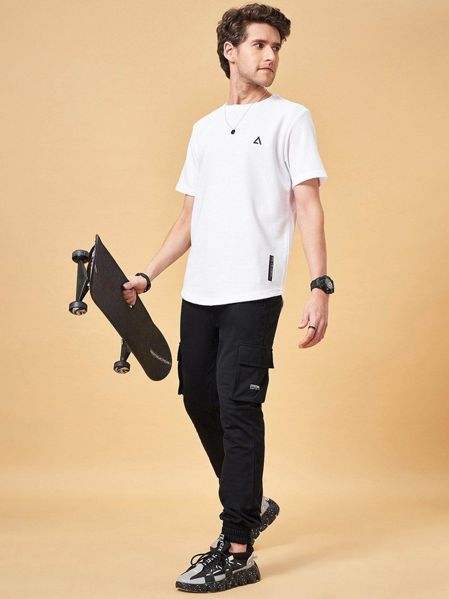 Street 808 by Pantaloons Snow White Regular Fit T-Shirt