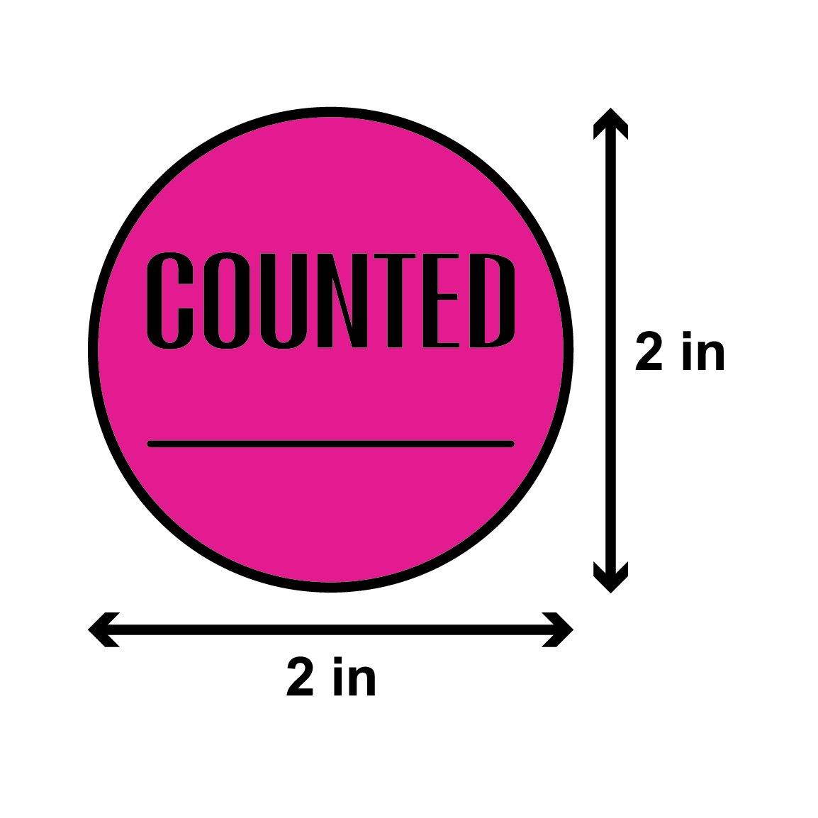 Counted 2 inch Round Inventory Control Labels Stickers Pink 900 Labels