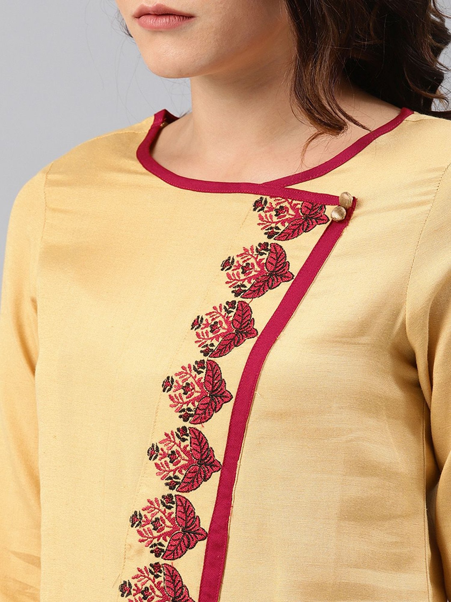 Alena Beige Embroidered Straight Kurta