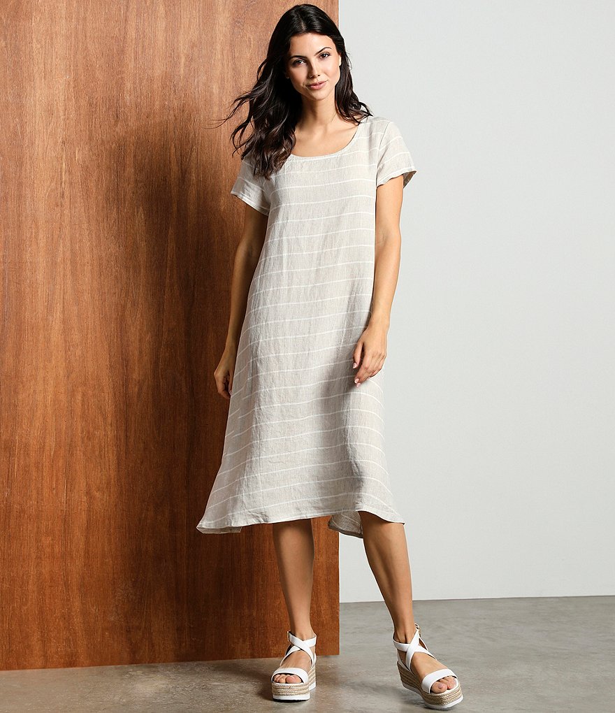 Bryn Walker Winslow Stripe Linen Midi Swing Dress