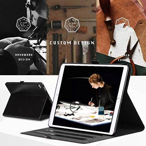 FYY iPad Pro 12.9 Case (Compatible with 2017 and 2015 Model) Handmade Genuine Leather Case with Kickstand Function for Apple iPad Pro 12.9 (Both 2017 and 2015) Black
