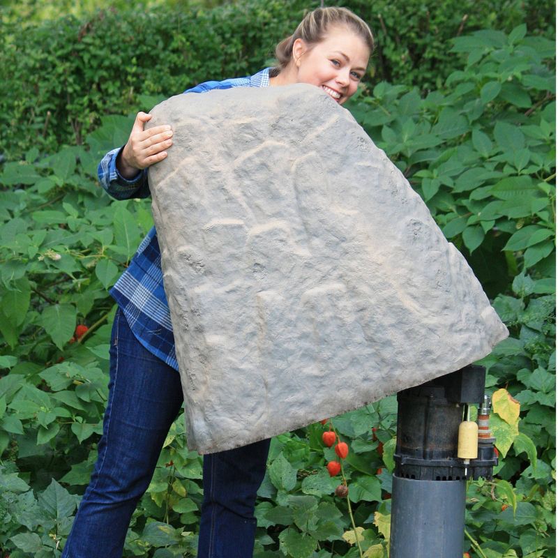 30" Textured Painted Garden Stone Extra Large - Gray - Emsco