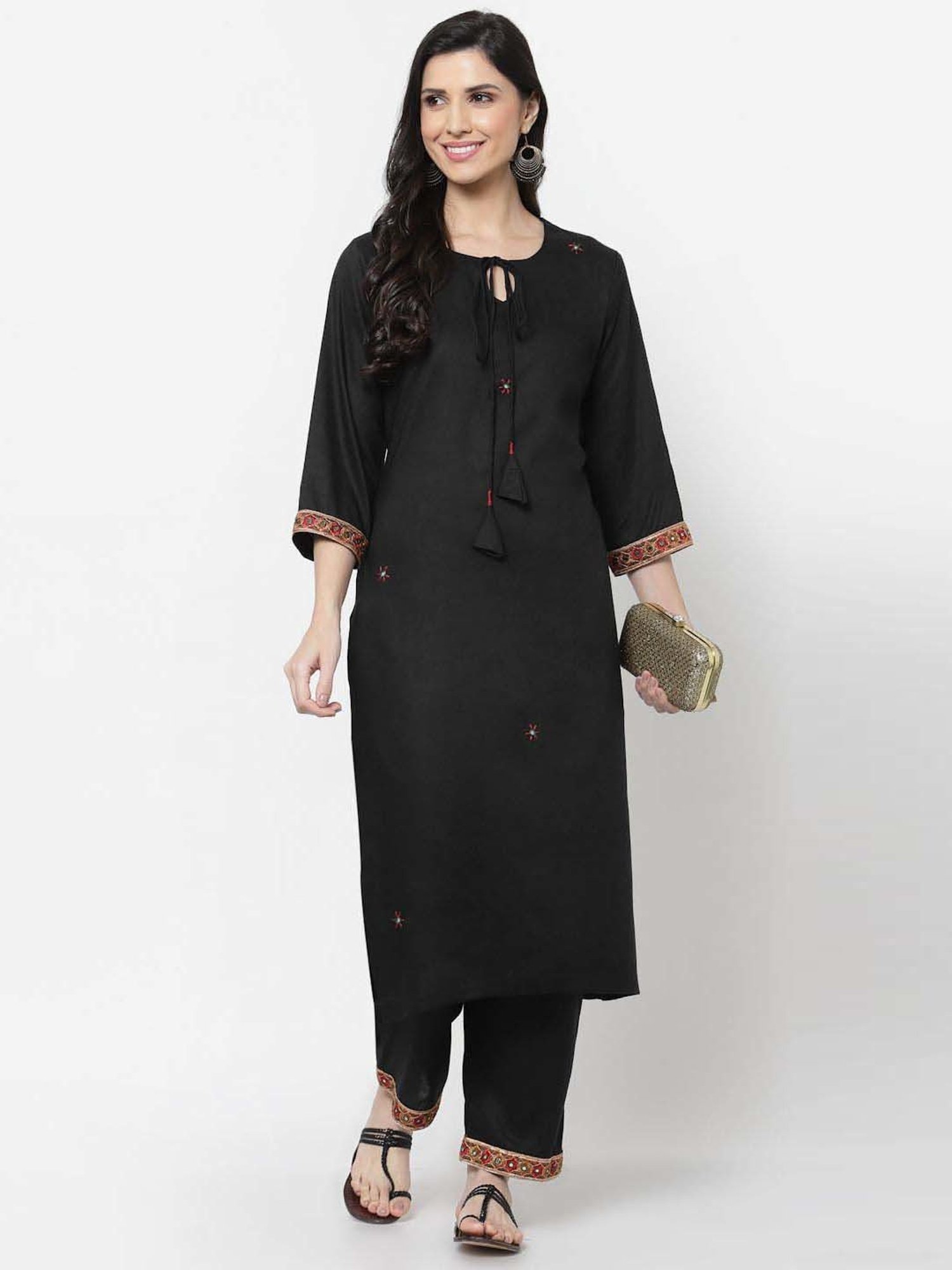 DART STUDIO Black Regular Fit Palazzos