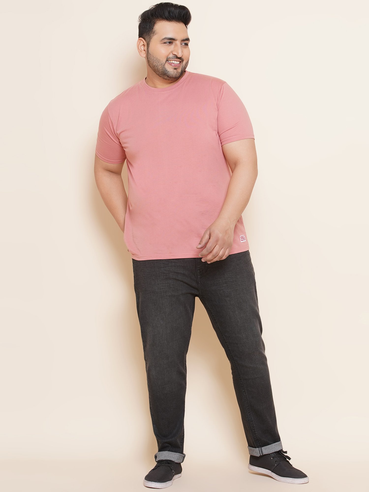 John Pride Charcoal Regular Fit Lightly Washed Plus Size Jeans