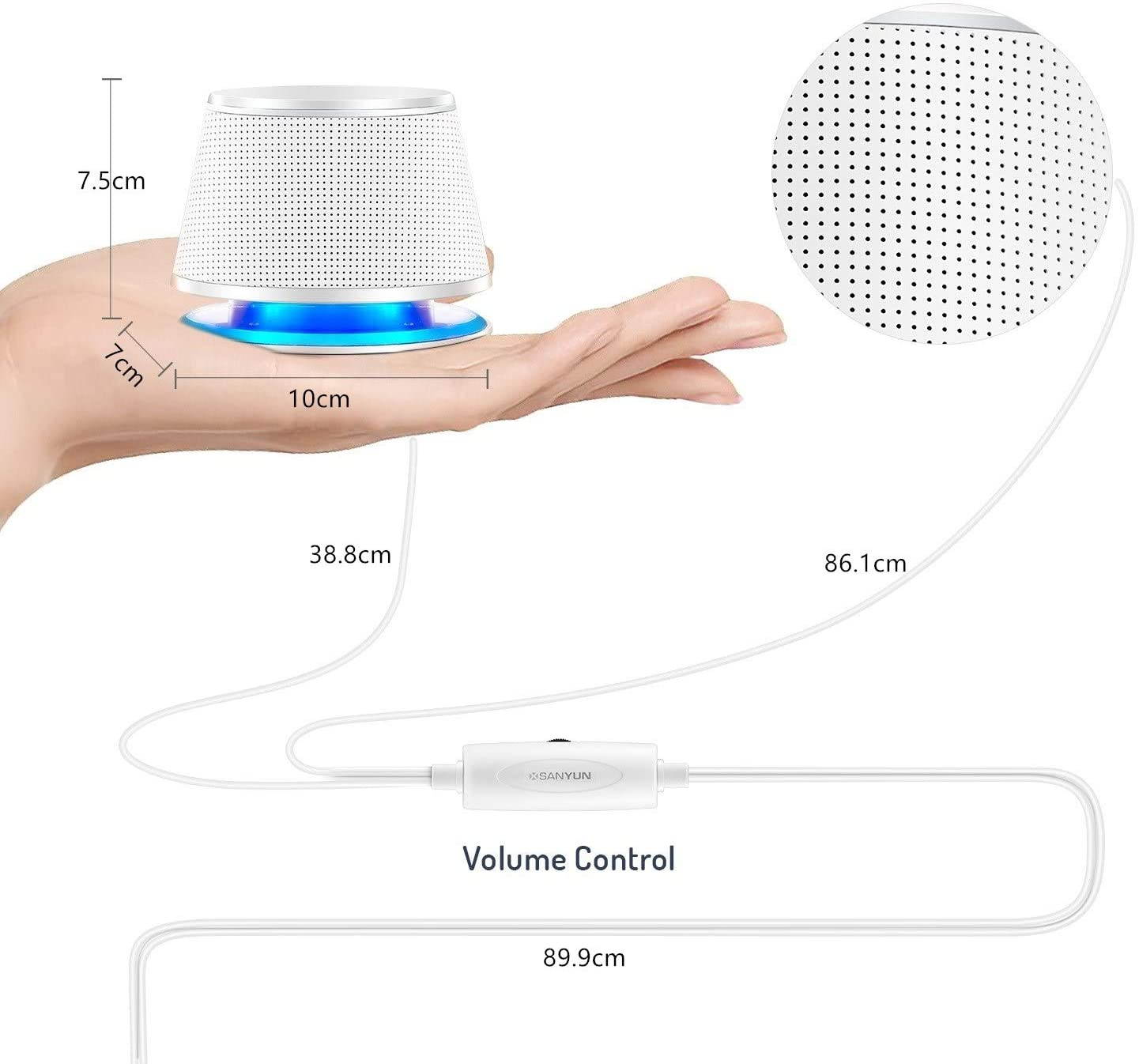 Computer Speakers, 5Wx2, Deep Bass in Small Body, Stereo 2.0 USB Powered 3.5mm Aux Multimedia Speakers, Built-in Bottom Bass Radiators, PC Laptop Desktop Speakers, White