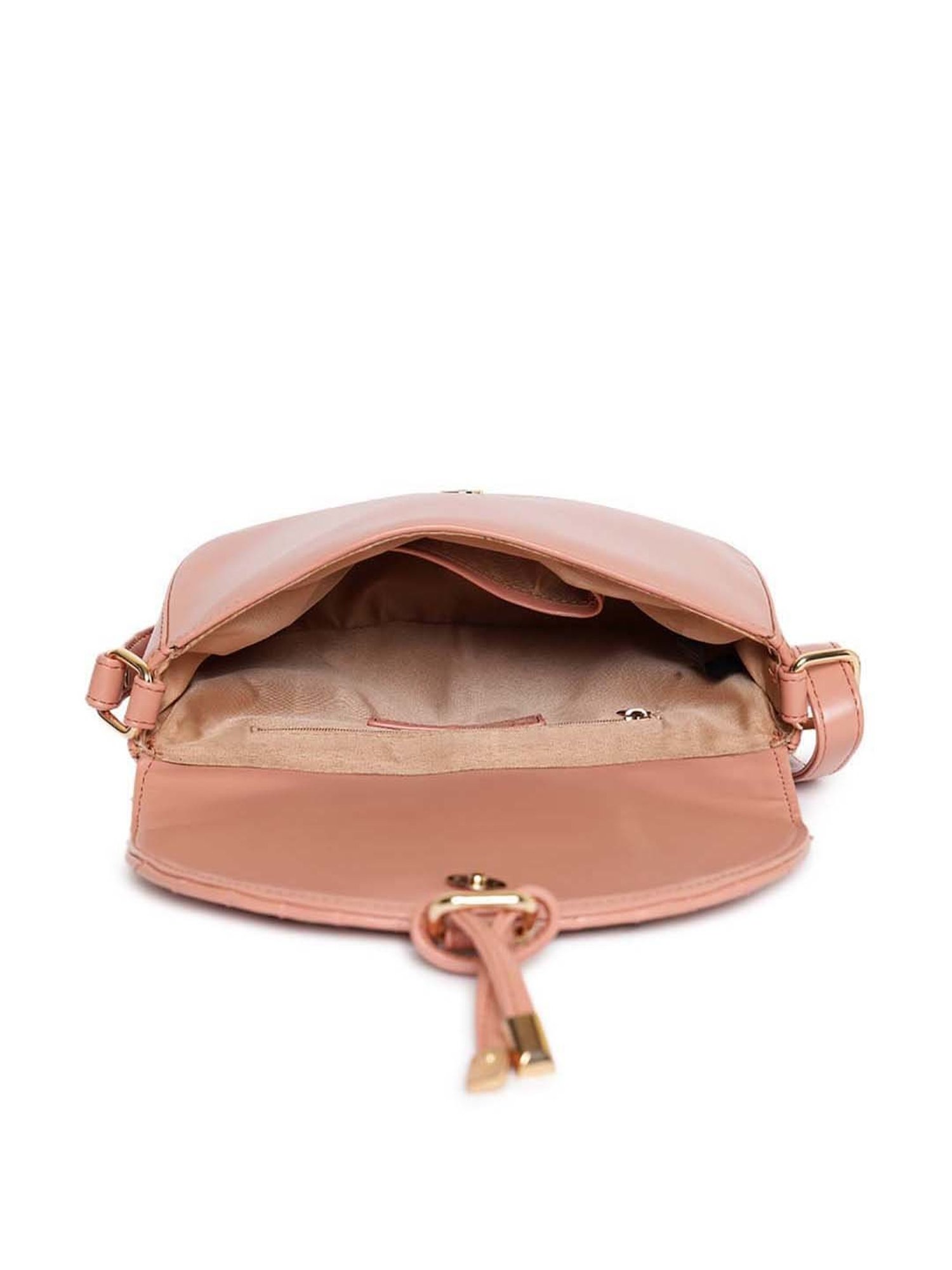 KLEIO Pink Quilted Medium Sling Handbag