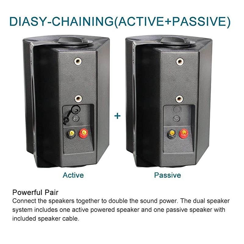 4 Inch Outdoor Indoor Patio Bluetooth Wall Mount Speakers Waterproof (Black)