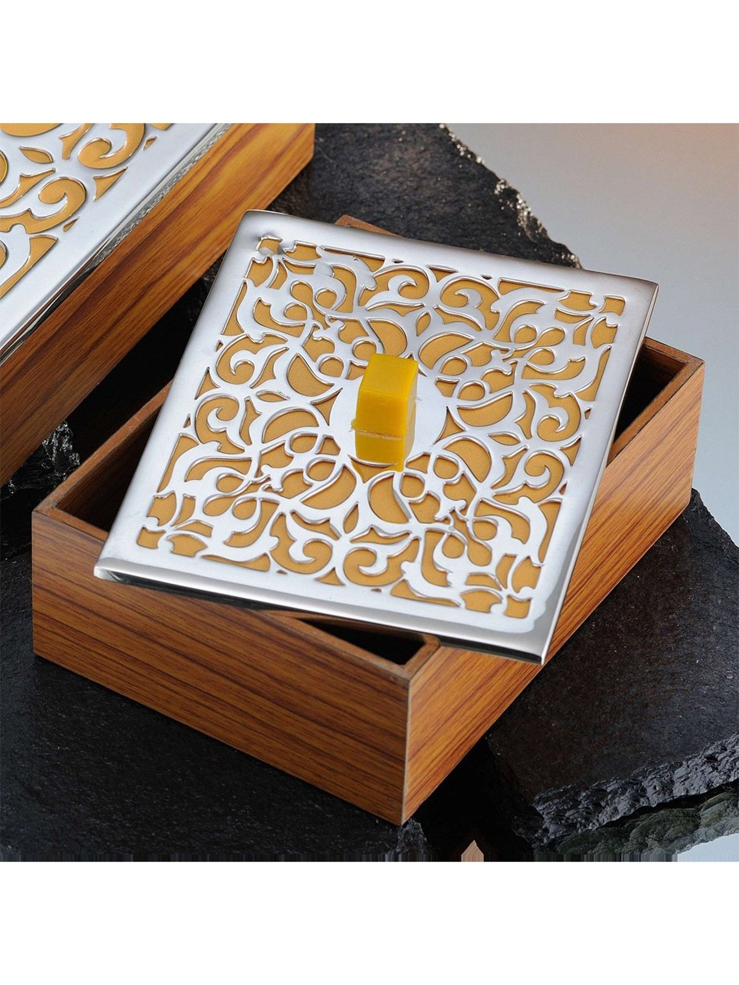 eCraftIndia Golden Handcrafted Engraved Palm Buddha Decorative Showpiece