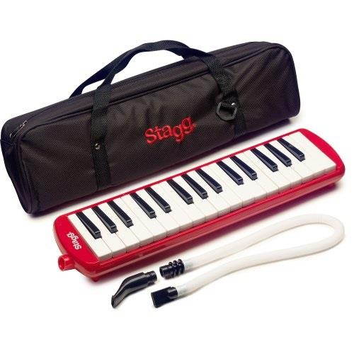 stagg melosta32rd 32 note melodica with case  red