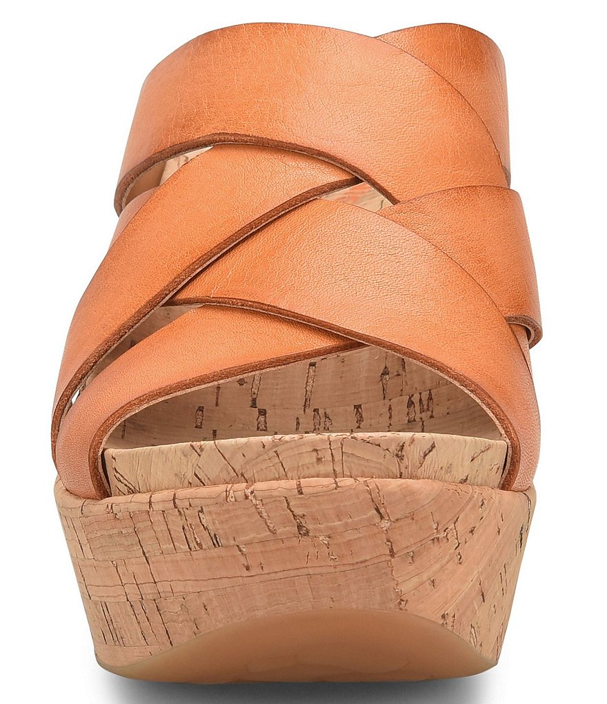 Kork-Ease Aria Woven Leather Cork Wedge Slide Sandals
