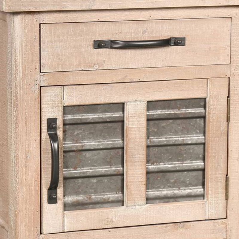 Farmhouse Storage Accent Cabinet with Drawer and Metal Insert Door Small Brown - The Urban Port