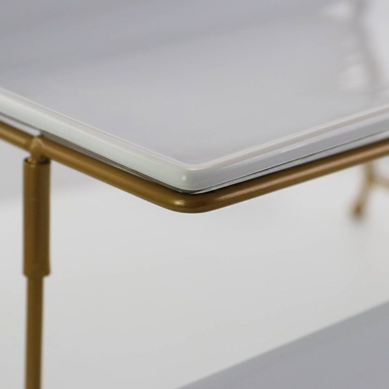 Gibson Elite Porcelain 3-Tiered Serving Set with Gold Metal Stand