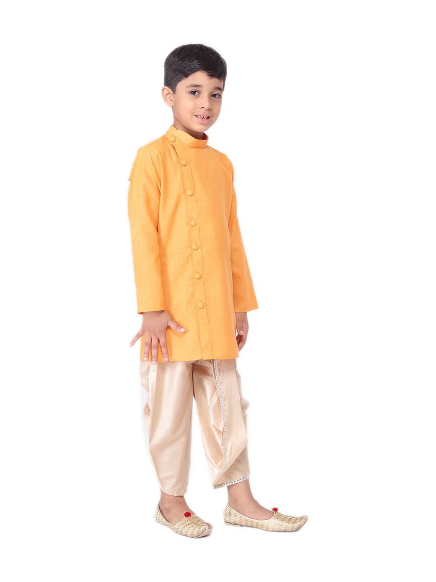 TABARD Kids Yellow & Beige Cotton Regular Fit Kurta Set