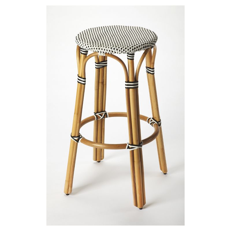 Tobias Rattan Barstool Black/White - Butler Specialty
