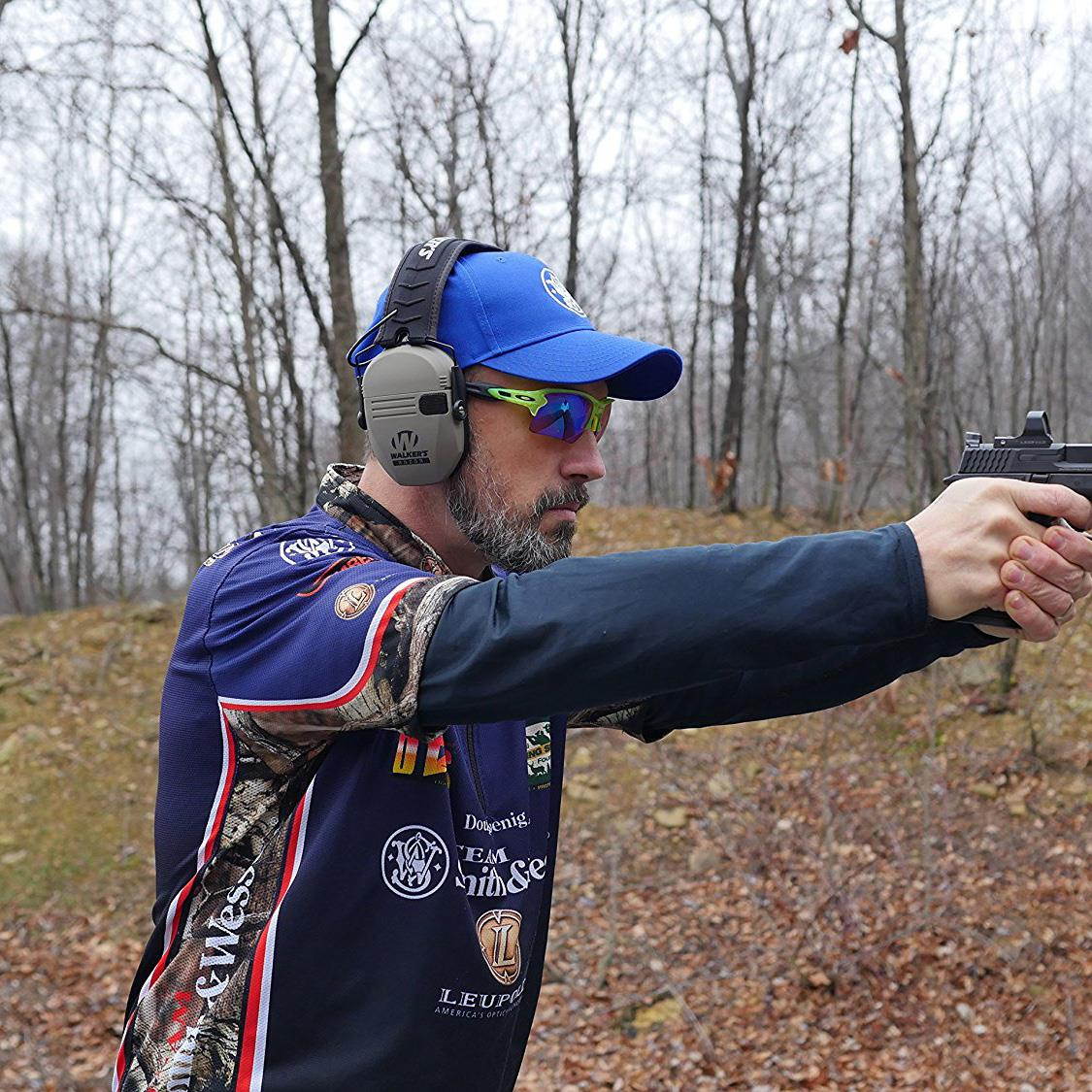 Walkers Razor Hearing Protection Dark Earth Slim Shooter Folding Earmuffs, Pair