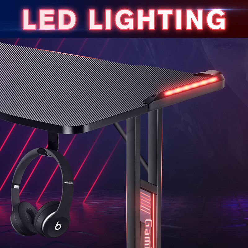 GTRACING Gaming Desk Computer Desk Racing Style Office Table Study Writing Table T Shaped Game Station for Home Office with Cup Holder, Headphone Hook and Privacy Baffle