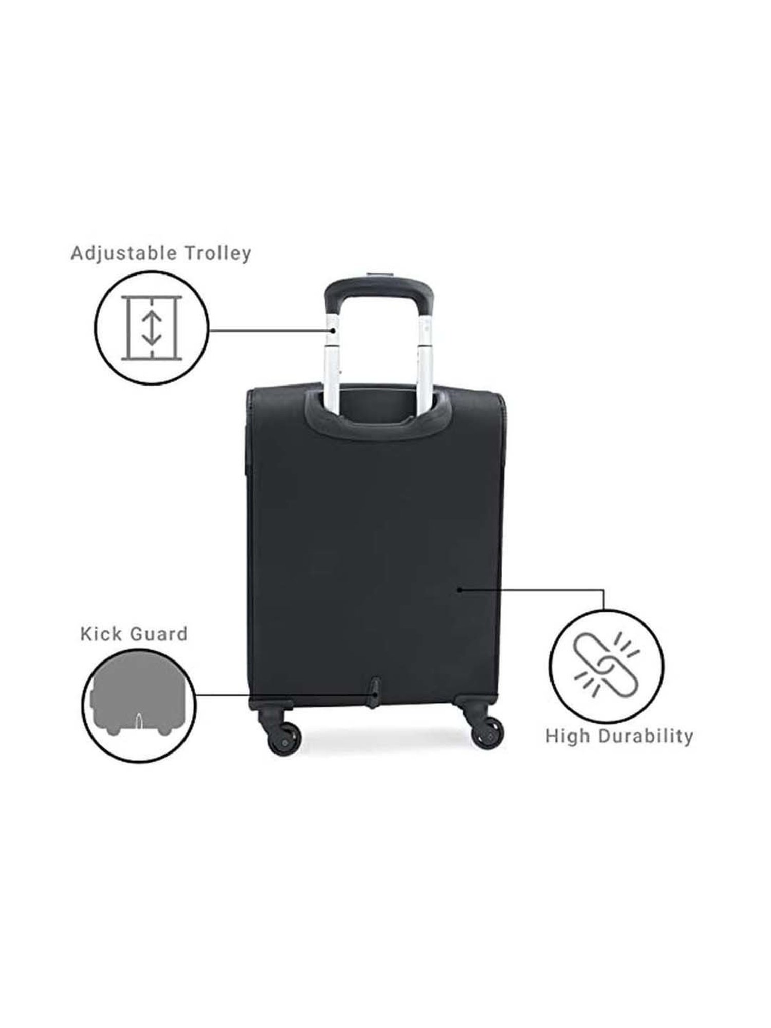 Aristocrat Commander Black Solid Soft Small Trolley Bag - 28 cm