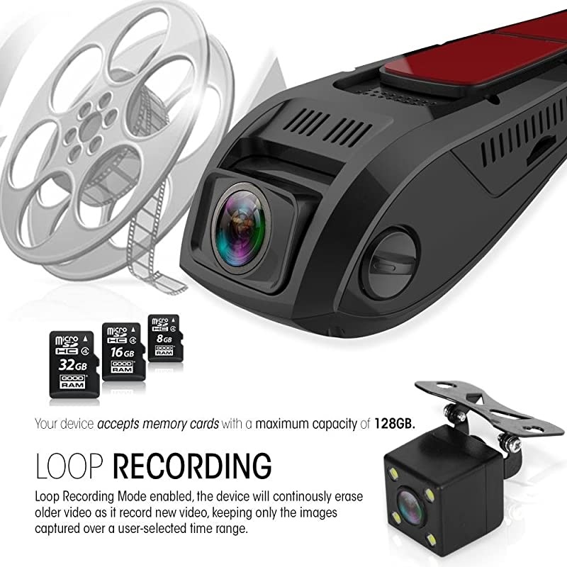 Dash Cam Rearview DVR Monitor 15 Digital Screen Rear View Dual Camera Video Recording System in Full HD 1080p w Built in GSensor Parking Monitor Loop Video Recording Support  PLDVRCAM74