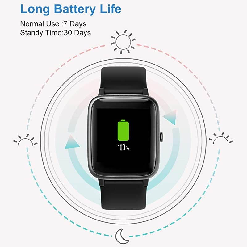 Smart Watch for Android Phones and iOS Phones Compatible iPhone Samsung IP68 Swimming Waterproof Smartwatch Fitness Tracker Fitness Watch Heart Rate Monitor Smart Watches for Men Women Black