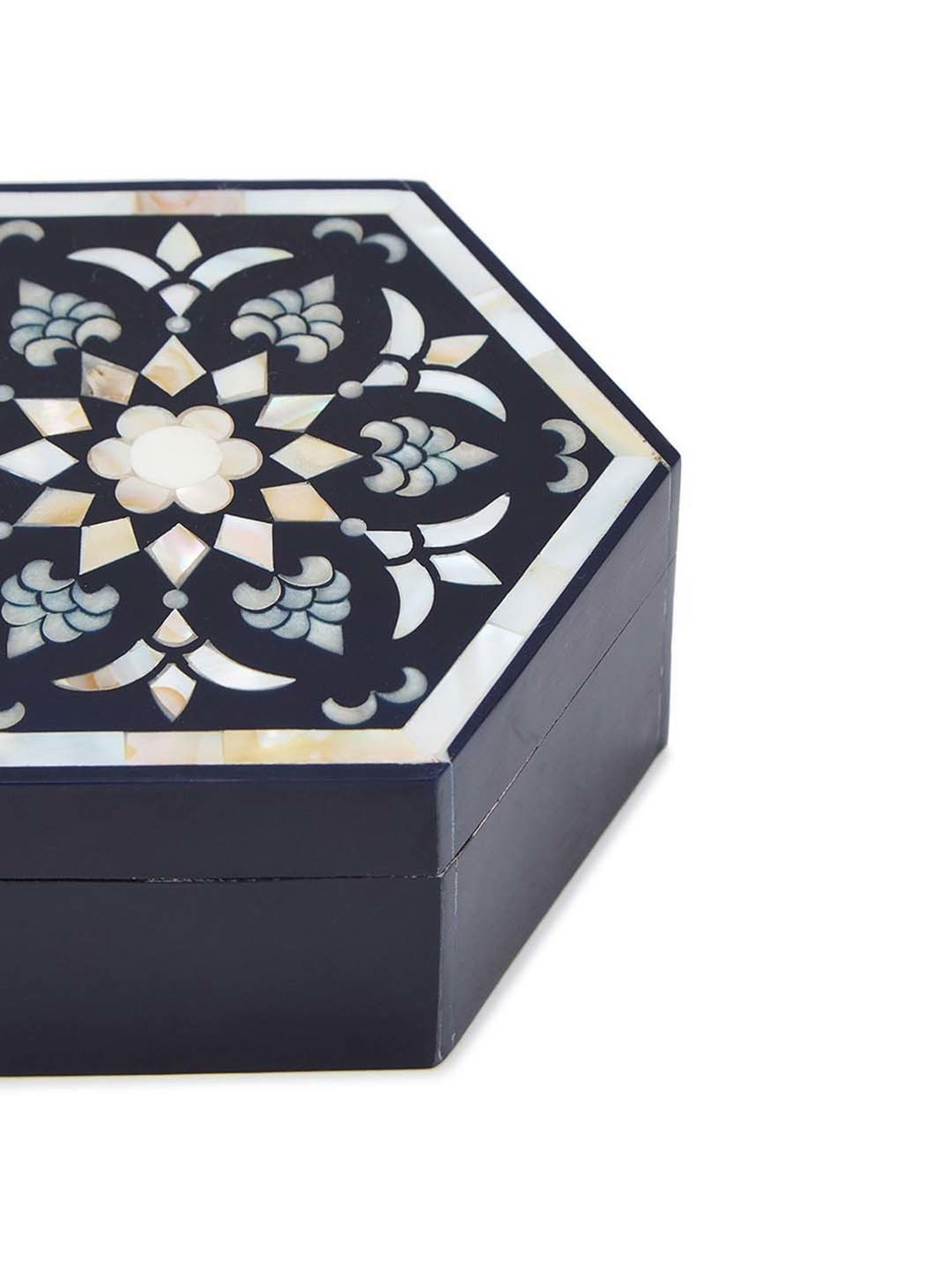 Fabindia Home Utkarsh Blue Wood Decaled Utility Box