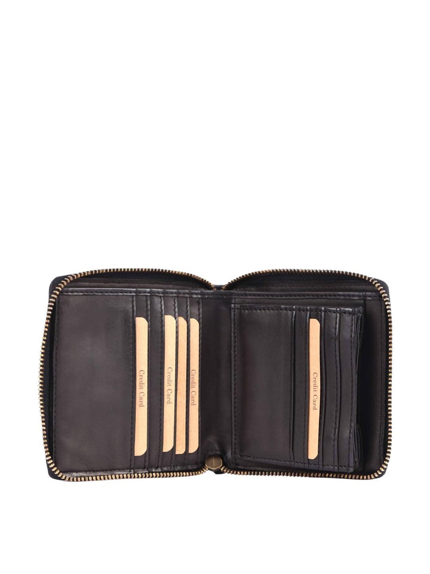 KOMPANERO MARQUIS Black Textured Zip Around Wallet for Women