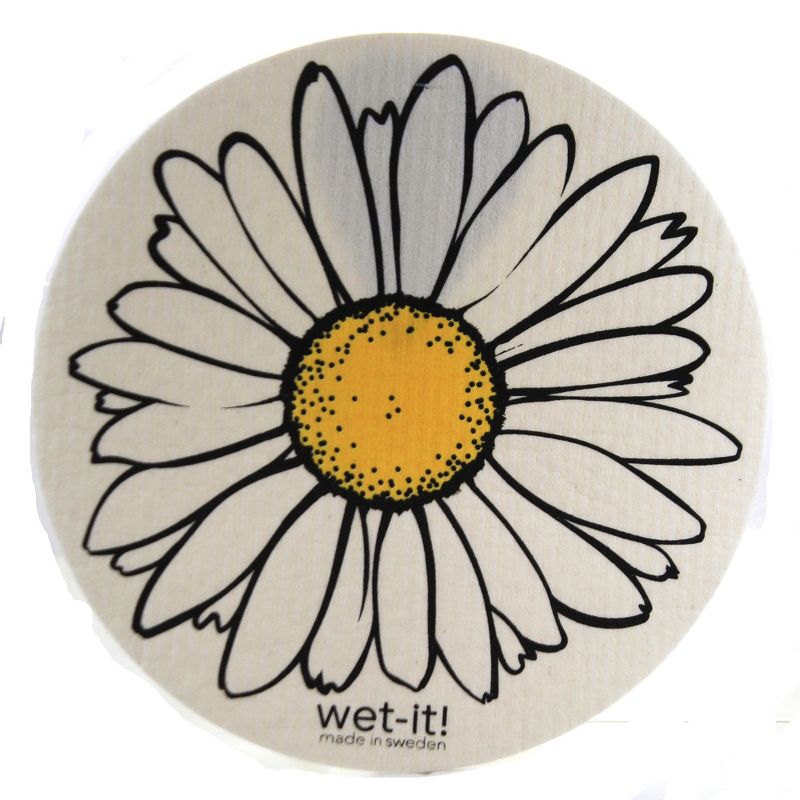 Swedish Dish Cloth 9.25" Round Flowers Set/3 Absorbantsunflower Daisy  -  Dish Cloth