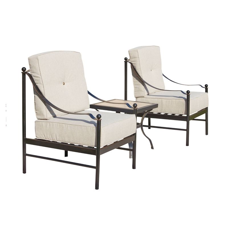 3pc Patio Steel Patio Seating Sets Cream - Lokatse