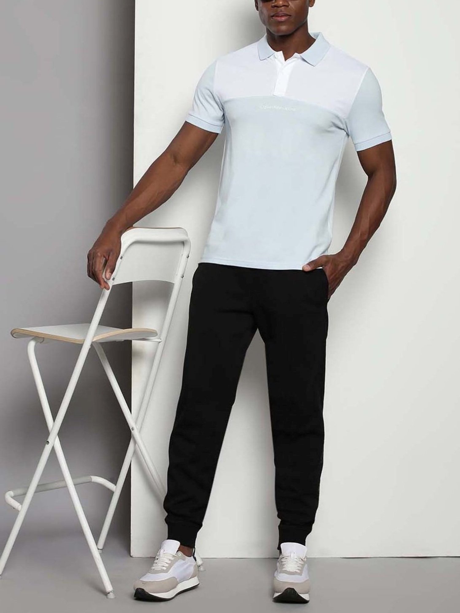 Calvin Klein Keepsake Blue Cotton Slim Fit Colour Block Polo T-Shirt