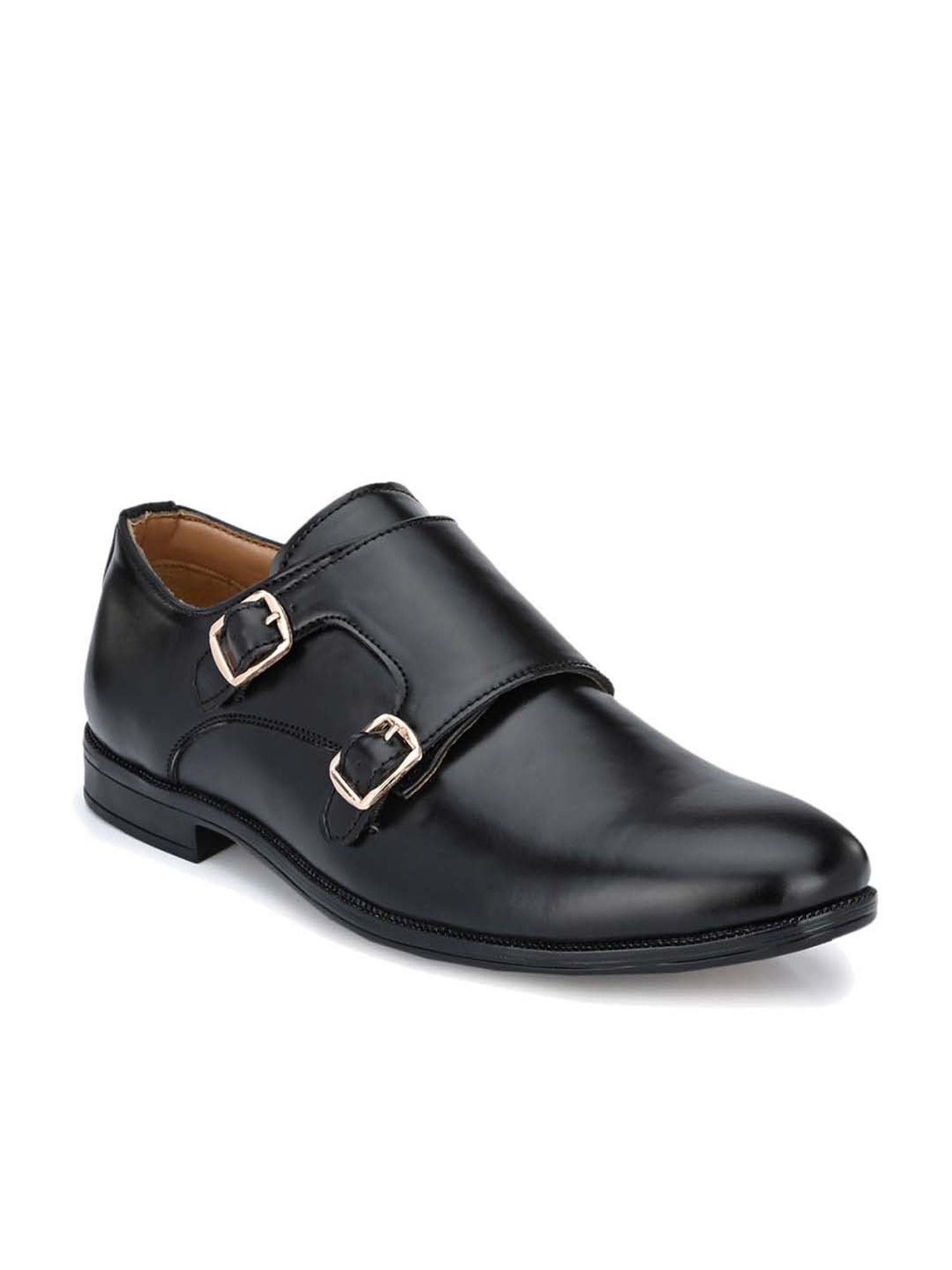 El Paso Men's Black Monk Shoes