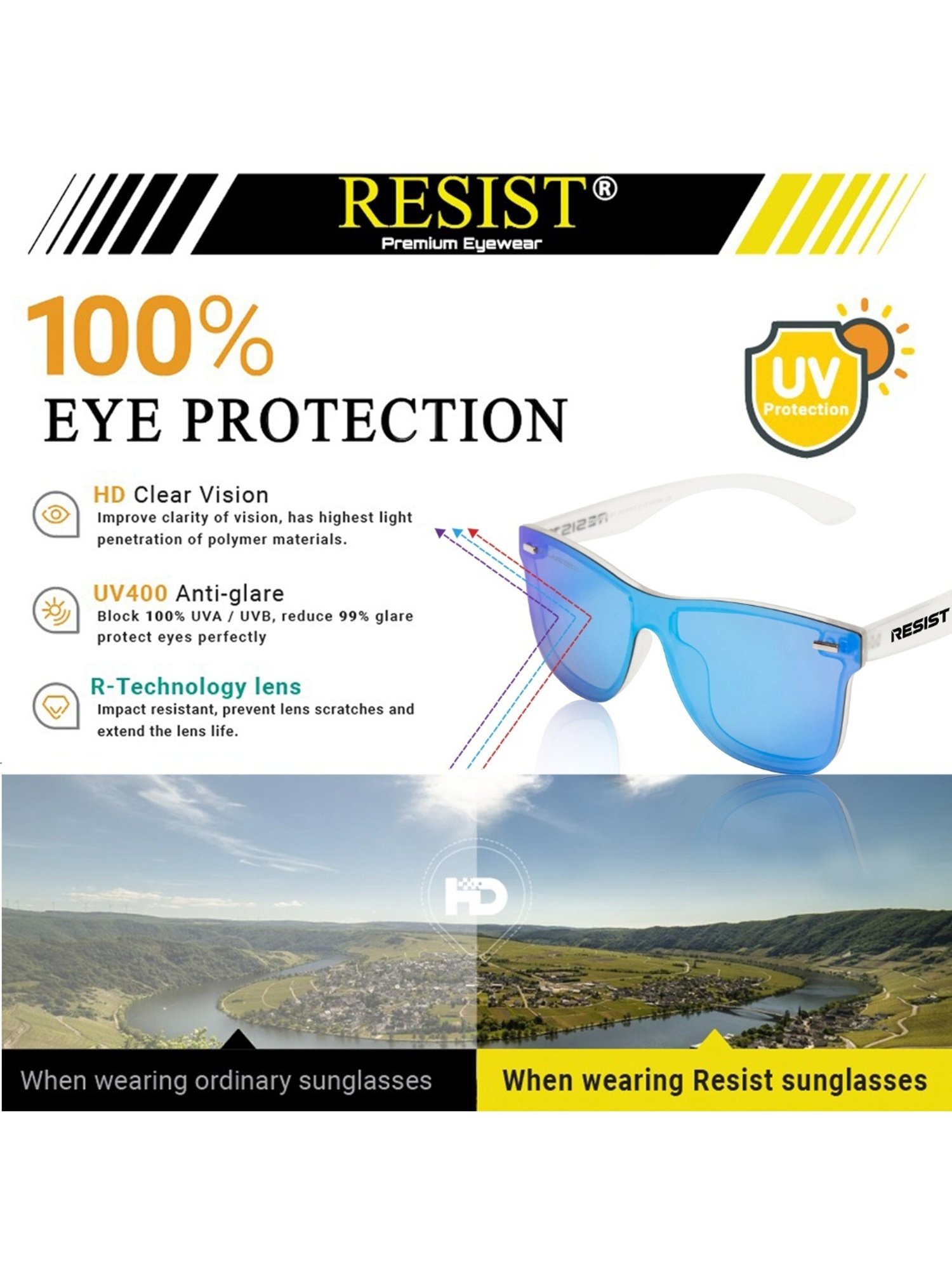 Resist Eyewear Aqua Wayfarer Polarized Unisex Sunglasses