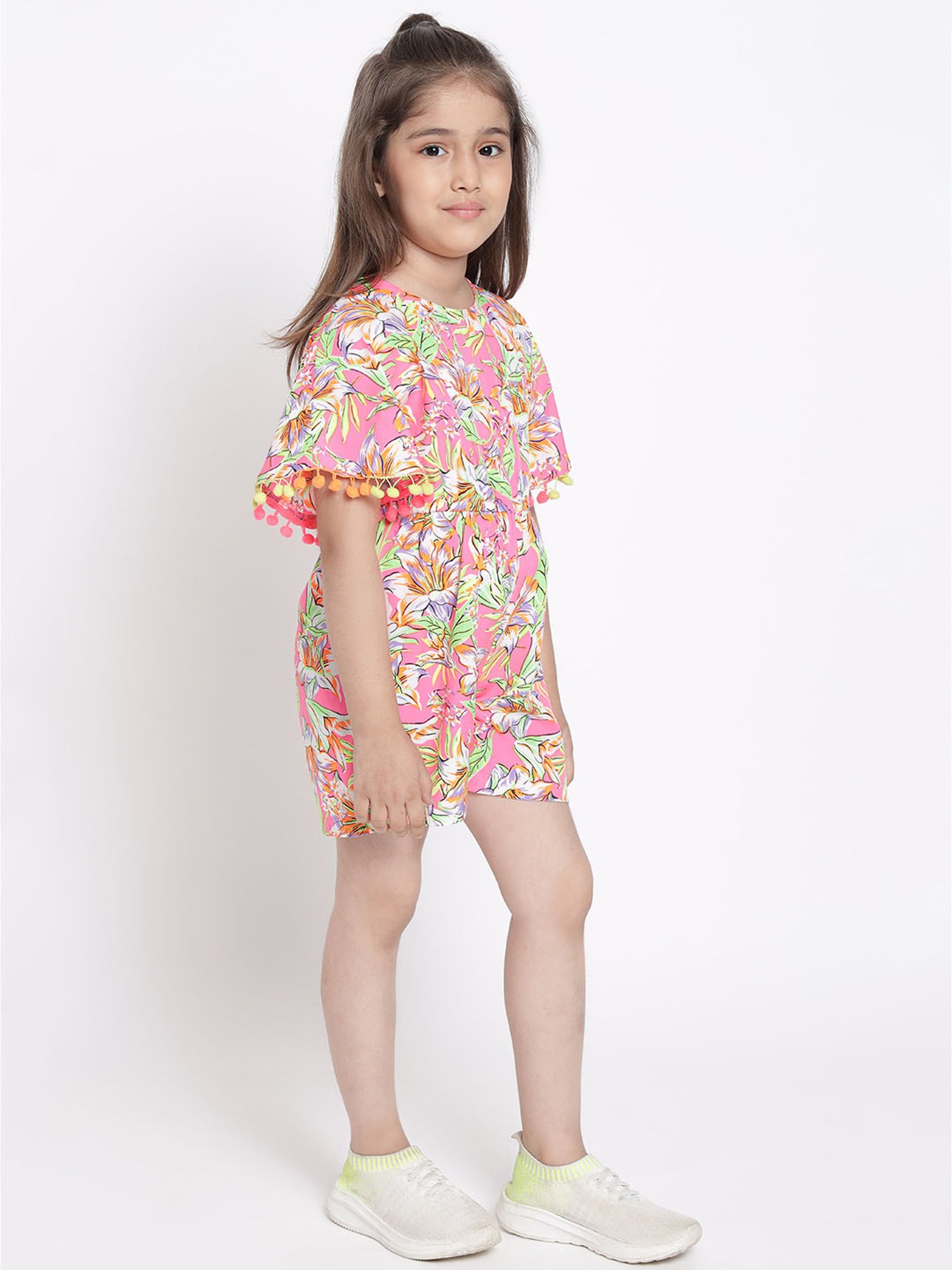 Nauti Nati Kids Pink Printed Jumpsuit
