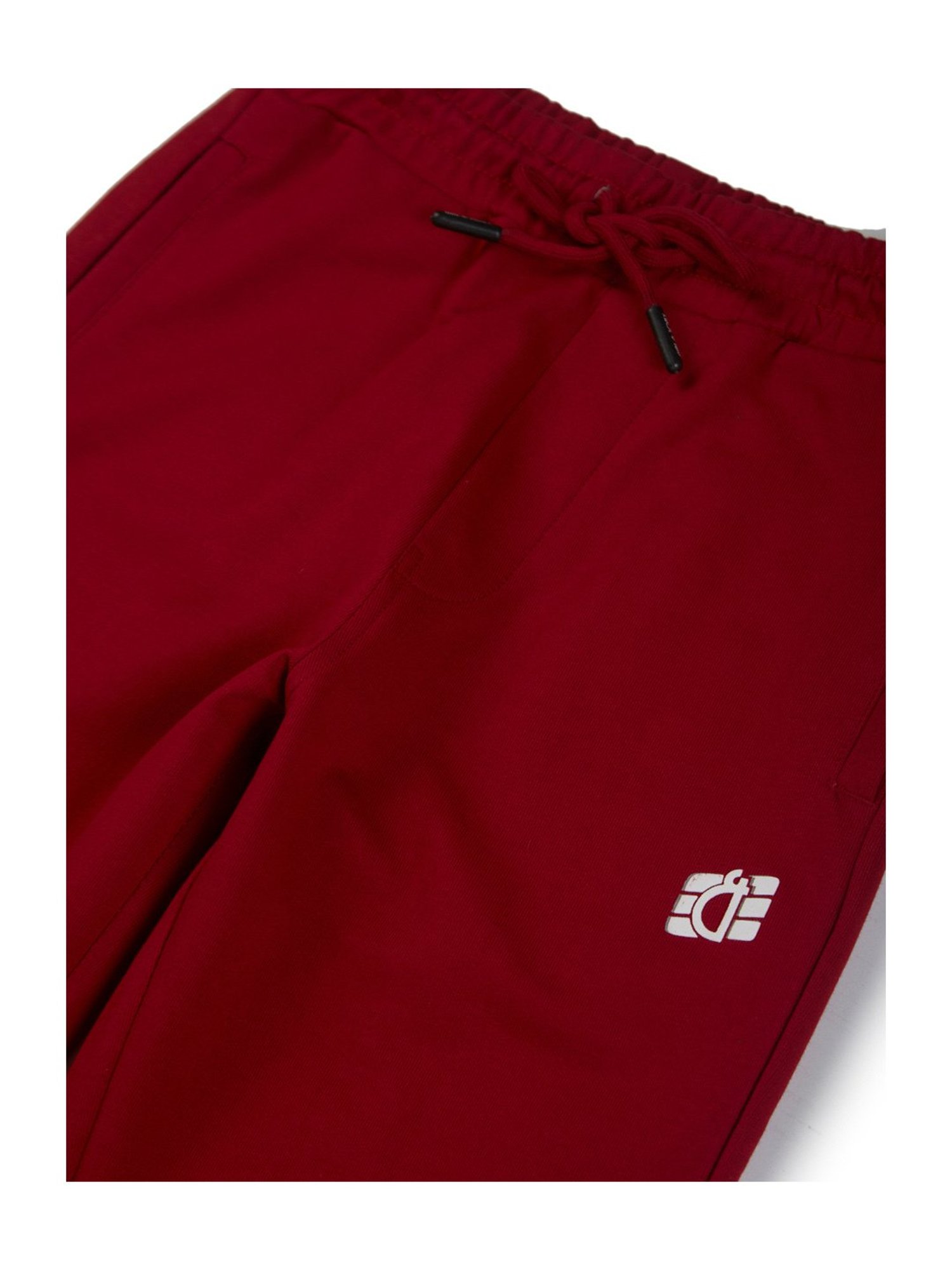 Gini & Jony Boys Maroon Solid Trackpants