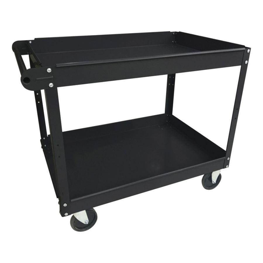 Lorell Utility Cart 2-Shelf 16"Wx30"Lx32"H Black 59689