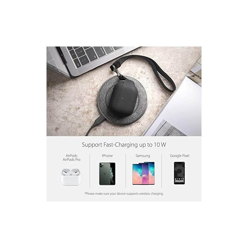 Otto Q Wireless Charger, Qi-Certified, Soft Textured Fabric, Fast Wireless Charging 15W Max Compatible with Galaxy 21, iPhone 12, iPhone 11, AirPods Pro, Note, Pixel (No AC Adapter)