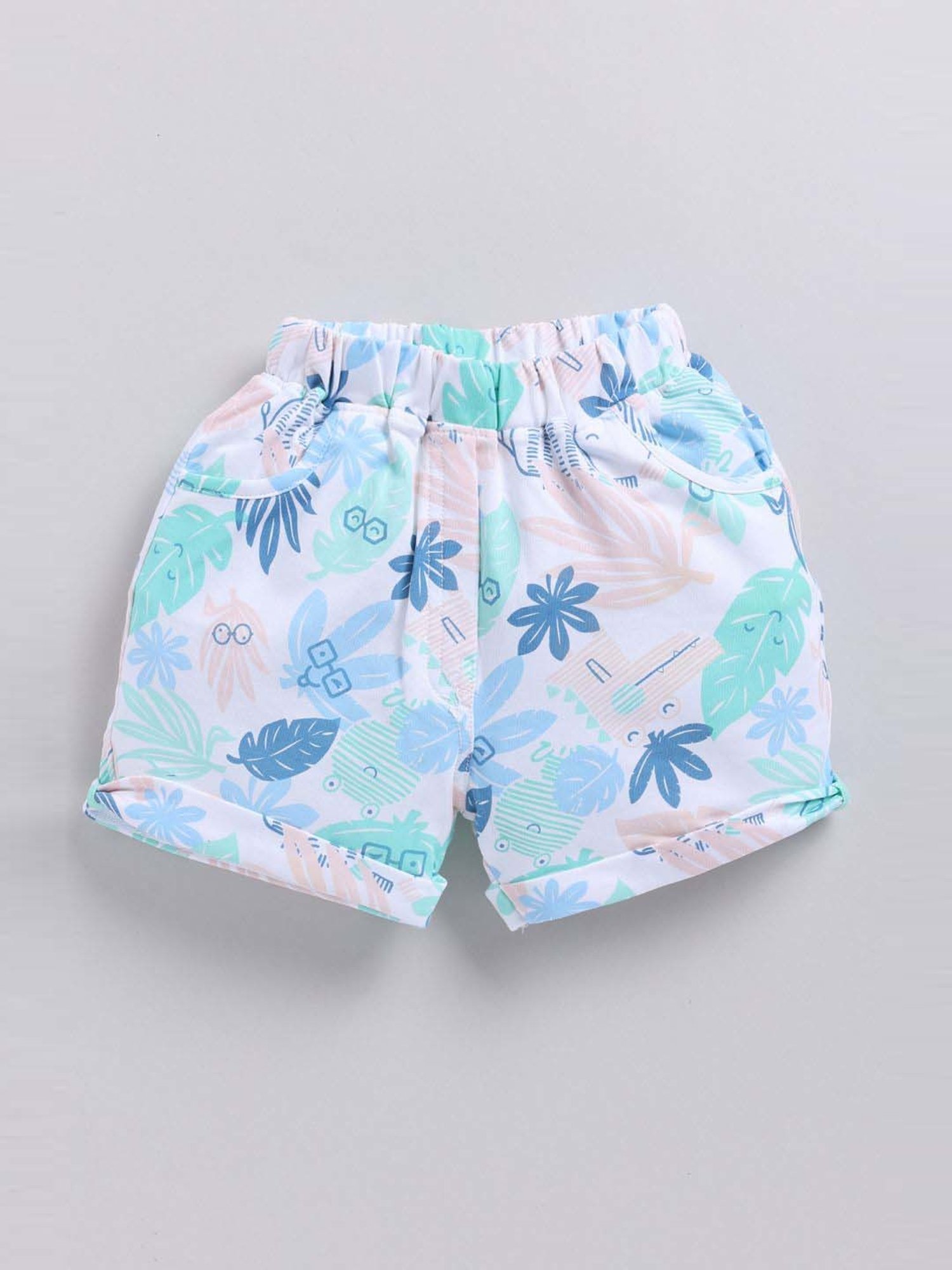 ANNIE Girls Green & Blue Cotton Printed Top & Short sets