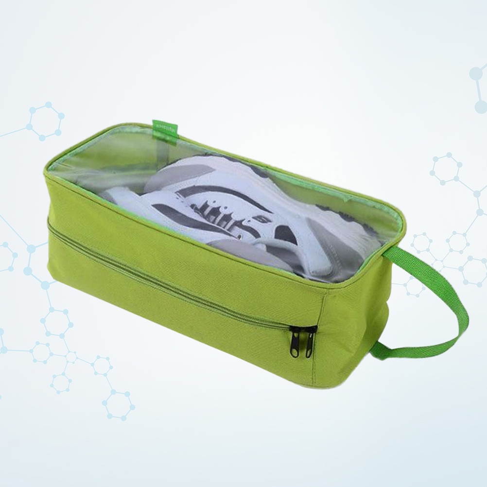 Travel Shoes Storage Bag Large Capacity Portable Waterproof Breathable Shoes Organizer Tote Pouch with Zipper for Travel Camping (Green)