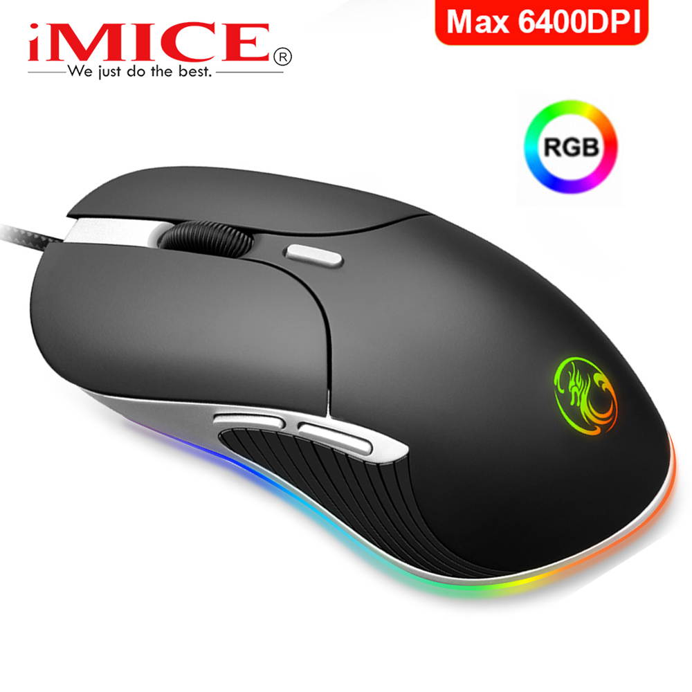 Gaming Mouse Gamer Computer Mouse Wired Ergonomic Mause with Cable 6400DPI Led Game Mice RGB USB Optical PC Mouse with Backlight